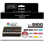 Canon PFI-5100 -mustekasettipakkaus, 14.4 ml, matta musta/valokuvamusta/syaani/magenta/keltainen/valokuvasyaani/valokuvamagenta/punainen/harmaa, 9 kpl