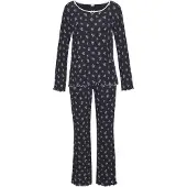 s.Oliver Pyjama marine / tummanharmaa / offwhite