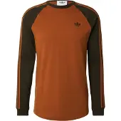 Adidas Originals Paita '3-Stripes Long Sleeve' tummanruskea / mandariini