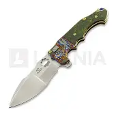 Andre de Villiers Alpha S Mini kääntöveitsi, Acid Rain & Green Carbon Fiber