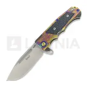 Andre de Villiers Ratel Satin kääntöveitsi, Acid Rain & Black/Blue Carbon Fiber
