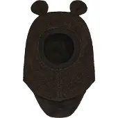 Huttelihut Villakypärämyssy + Korvat, Dark Brown Melange, 52
