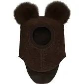 Huttelihut Kypärämyssyt - Villa/Puuvilla - Dark Brown Melange M. - - 6-12 kuukautta - Kypärämyssyt - 2-kerroksinen