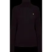 Ralph Lauren Wool-Cashmere Cable Turtleneck Sweater - Black - XS