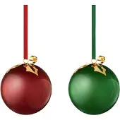 Georg Jensen Classic Christmas 2026 lasipallot, 2 kpl, vihreä/punainen