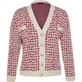 Trendyol Neuletakki beige / meleerattu violetti / punainen