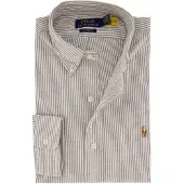 Ralph Lauren Custom Fit Striped Oxford Shirt - Brown - L