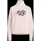 Ralph Lauren Logo Cashmere Turtleneck Sweater - Cream - M