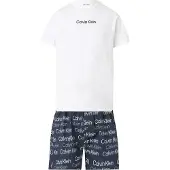 Calvin Klein Underwear Lyhyt pyjama tummansininen / valkoinen