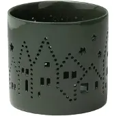 Sögne Home - Kynttilälyhty joulukylä 8 cm Vihreä