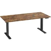 Songmics Korkeussäädettävä työpöytä 180x80x72-120 cm ruskea puu ja teräs