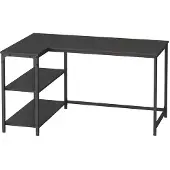 Songmics Kulmapöytä 120x80x76 cm Musta puu ja teräs