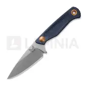Benchmade Dacian Magnacut Satin veitsi, blue denim micarta, leather sheath