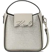 Karl Lagerfeld Käsilaukku 'K/Signature' kivenharmaa / musta / hopea