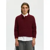 Selected Slwgabriella Ls Button Cardigan Noos - Burgundy - S