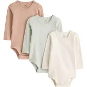 Lindex 3-Pack Bodysuits - Khaki green - 86