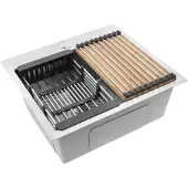 REA Teräksinen tiskiallas lisävarustesarjalla 3 kpl Leo 50 Brush Nickel