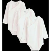 Lindex 3-Pack Solid Wrap Bodysuits - Cream - 56