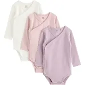 Lindex 3-Pack Solid Wrap Bodysuits - Purple - 68