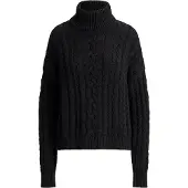 Ralph Lauren Cable-Knit Cotton Turtleneck Sweater - Black - L