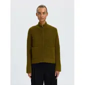 Selected Slwsia Ras Ls Knit Zipper Cardigan Noos - Green - XL