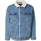Levi's for man. A5784-0044 Blue Relaxed Fit Sherpa Trucker Jacket (S), Casual, Cotton