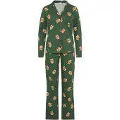 LASCANA Pyjama sitruuna / tummanvihreä / punainen