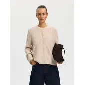 Selected Slwlulu New Ls Knit Cable Cardigan Noos - Beige - XS