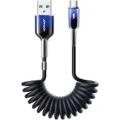 JOYROOM S-A43 Crystal-Clear Series 3A USB-A - USB-C spiral cable 1.5m - black