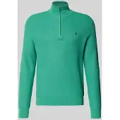 Ralph Lauren Mesh-Knit Cotton Quarter-Zip Sweater - Green - S