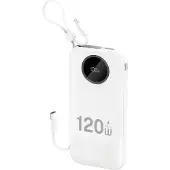 Dudao K13 10000mAh Powerbank sisäänrakennetulla USB-C + Lightning-kaapelilla - Valkoinen