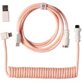 Keychron Coiled Aviator 8K Angled kaapeli näppäimistölle, vaaleanpunainen