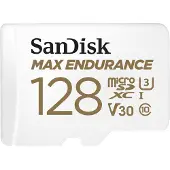 SanDisk MAX Endurance 128 Gt MicroSDXC UHS-I U3 V30 -muistikortti + SD-adapteri, valkoinen