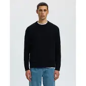 Selected Slmbraun Knit Cable Crew Noos - Black - XXL