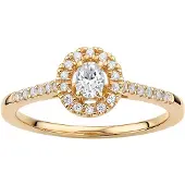 Lykken Elegance keltakultainen halo-timanttisormus-160