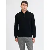 Jack & Jones Jprmilano Stitch Knit Half Zip Sn - Black - S