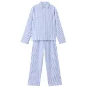 Mango Full Cotton Striped Pyjama Set - Blue - 116