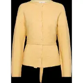 Gina Tricot Knitted Tie Cardigan - Yellow - L