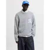 Jack & Jones Jcolegacy Knit Jacquard Crew Neck - Grey - L
