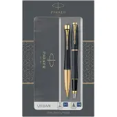 Parker Urban Duo Black and Gold, 1mm - kuulakärkikynä ja täytekynä, 2 kpl, sininen