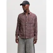 Jack & Jones Paita 'JORFREDERIKSBERG' tummanruskea / karmiininpunaine / valkoinen