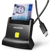Axagon Älykortinlukija StandReader, USB-C, 1,2m, musta