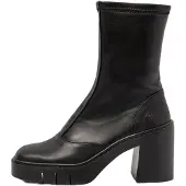 Art for woman. 119731101003_001 Black leather ankle boots -Heel height: 9cm (39), 8 to 10 cm, Zip, Casual