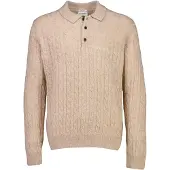 Lindbergh Lambswool L/S Button Polo - Beige - L