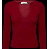 Weekday Nessa V Neck With 3/4 Sleeve - Burgundy - M