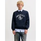 Jack & Jones Jorfrederiksberg Front Sweat Crew Neck - Navy - S