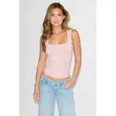 Gina Tricot Square Neck Tank Top - Purple - XS