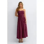 Gina Tricot Smock Dress - Burgundy - XS