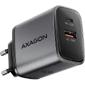 Axagon 67W verkkovirtalaturi, USB-C + USB-A, PD3.0/QC3, harmaa