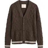 Gant Wool Blend Cable Knit Cardigan - Brown - S